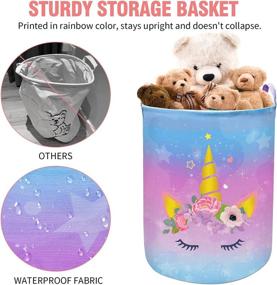 img 2 attached to 🦄 Large Round Waterproof Unicorn Laundry Basket Hamper – Collapsible Storage Bin for Girls Room, Kids Bedroom, Nursery, and Playroom Clothes (43.3L Cute Unicorn Laundry)