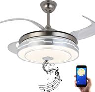 🌀 silver led bluetooth ceiling fan with light, 42 inch retractable ceiling fan with light and bluetooth speaker, 7 color lighting logo