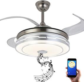 img 4 attached to 🌀 Silver LED Bluetooth Ceiling Fan with Light, 42 Inch Retractable Ceiling Fan with Light and Bluetooth Speaker, 7 Color Lighting