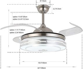 img 2 attached to 🌀 Silver LED Bluetooth Ceiling Fan with Light, 42 Inch Retractable Ceiling Fan with Light and Bluetooth Speaker, 7 Color Lighting