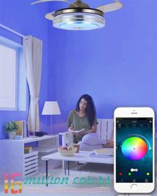 img 1 attached to 🌀 Silver LED Bluetooth Ceiling Fan with Light, 42 Inch Retractable Ceiling Fan with Light and Bluetooth Speaker, 7 Color Lighting