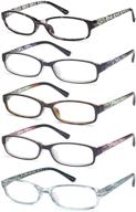 👓 women's fashion readers: gamma ray reading glasses 5-pack | print design | 1.50 strength logo