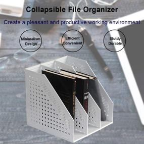 img 2 attached to Aosivm 2Pcs Collapsible Magazine File Holder/Desk Organizer For Office Organization And Storage With 3 Vertical Compartments (Gray（3 Compartments）)