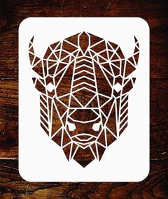 img 3 attached to Bison Stencil for Geometric Decor - 10 x 12.5 inch (L) American Buffalo Head Wall Stencil Template for Painting