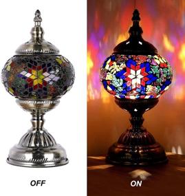 img 1 attached to 🏮 Handmade Moroccan Turkish Lamp - Multicolor Mosaic Glass Table Desk Bedside Lamp Night Light for Living Room Bedroom Coffee Table - Marrakech Inspired