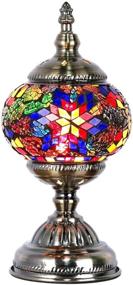 img 3 attached to 🏮 Handmade Moroccan Turkish Lamp - Multicolor Mosaic Glass Table Desk Bedside Lamp Night Light for Living Room Bedroom Coffee Table - Marrakech Inspired