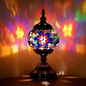 img 4 attached to 🏮 Handmade Moroccan Turkish Lamp - Multicolor Mosaic Glass Table Desk Bedside Lamp Night Light for Living Room Bedroom Coffee Table - Marrakech Inspired