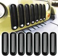 🚙 matte black grill mesh inserts for 2007-2017 jeep wrangler jk unlimited rubicon sahara - pack of 7 - renhaigy front grille guard accessories logo