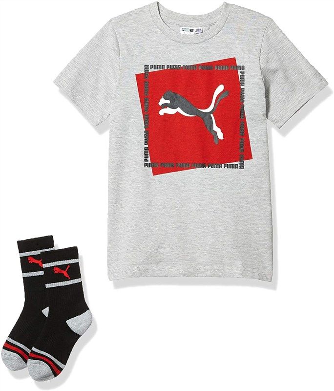 puma boys t shirt charcoal heather boys' clothing 로고