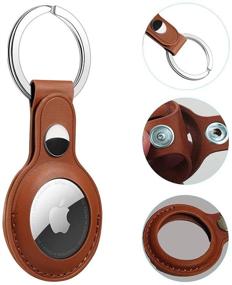 img 4 attached to 👜 TUTULOO Leather Protective Case for AirTag: Brown PU Leather Anti-Scratch Holder with Keychain Loop - Compatible with Apple AirTag