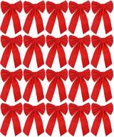christmas bow set: red velvet bow, 9x16 inches, pack of 20 holiday bows logo