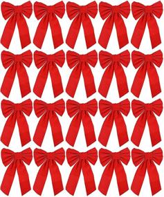 img 4 attached to Christmas Bow Set: Red Velvet Bow, 9x16 Inches, Pack of 20 Holiday Bows