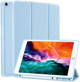 img 4 attached to 📱 SIWENGDE iPad 9.7 Case 2018/2017 with Pencil Holder - Slim Trifold Stand Protective Cover, Soft Silicone, Compatible with 6th & 5th Generation Apple iPads (Light Blue)