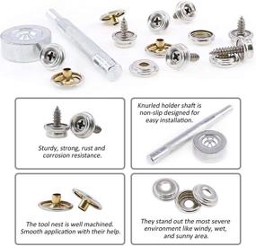 img 1 attached to Hilitchi 120Pcs Marine Grade Silver Fastener Screw Snaps Set for Boat Cover Canvas Furniture Fabric - Includes Stainless Steel Philips Screws and Setting Tool - 2 Sizes, 3/8" Socket