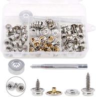 hilitchi 120pcs marine grade silver fastener screw snaps set for boat cover canvas furniture fabric - includes stainless steel philips screws and setting tool - 2 sizes, 3/8" socket logo