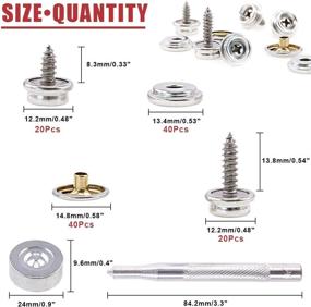 img 3 attached to Hilitchi 120Pcs Marine Grade Silver Fastener Screw Snaps Set for Boat Cover Canvas Furniture Fabric - Includes Stainless Steel Philips Screws and Setting Tool - 2 Sizes, 3/8" Socket