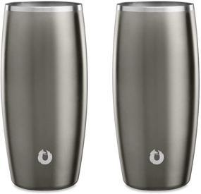 img 4 attached to 🍺 SNOWFOX Elegance Collection 18-ounce Insulated Stainless Steel Beer Glass Set of 2 in Olive Grey