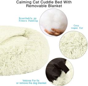 img 1 attached to 🐶 TR Pet Calming Dog Bed - Anti-Anxiety Donut Cat Bed with Removable Blanket - Warming Cozy Soft Round Bed for Dogs and Cats (L/XL/XXL/XXXL Sizes)