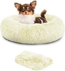 img 4 attached to 🐶 TR Pet Calming Dog Bed - Anti-Anxiety Donut Cat Bed with Removable Blanket - Warming Cozy Soft Round Bed for Dogs and Cats (L/XL/XXL/XXXL Sizes)