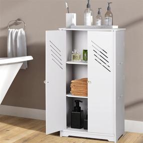 img 3 attached to Waterproof White Bathroom Floor Cabinet: Versatile Storage Solution for Living Room, Bedroom, Balcony, Entryway & More