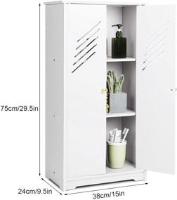 img 2 attached to Waterproof White Bathroom Floor Cabinet: Versatile Storage Solution for Living Room, Bedroom, Balcony, Entryway & More