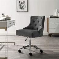 stylish and comfortable modway regent tufted button upholstered fabric swivel office chair with nailhead trim in gray logo