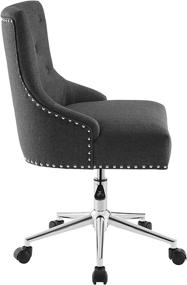 img 2 attached to Stylish and Comfortable Modway Regent Tufted Button Upholstered Fabric Swivel Office Chair with Nailhead Trim in Gray