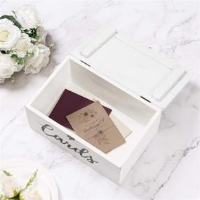 img 3 attached to 🎁 Rustic Vintage White Wood Wedding Gift Card Box with Slotted Lid, Antique Hinge Lock - by MyGift