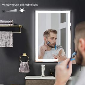 img 2 attached to 💡 OOWOLF LED Bathroom Vanity Mirror 26 x 18 Inch: Anti-Fog, Dimmable, Wall Mounted Makeup Mirror - Vertical & Horizontal, 4000K