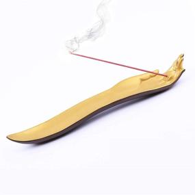 img 4 attached to SUNNYHILL Lotus Hand Ceramic Incense Stick Holder - Creative Leaf Design