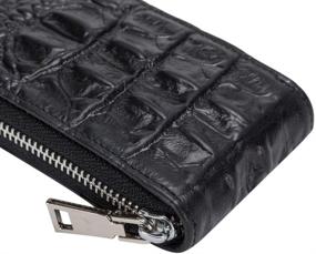 img 3 attached to 👛 Black Leather Wallet with Embossed Credit Card Bag, RFID Zipper Closure – Essential Credit Card Holder for Optimal Organization