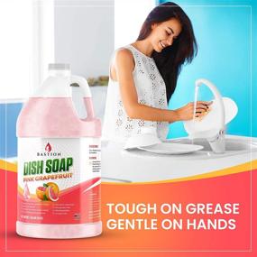 img 2 attached to 🍊 All-Natural Pink Grapefruit Liquid Dishwashing Degreaser & Detergent - Gallon Refill Bottle - Cruelty-Free by Bastion