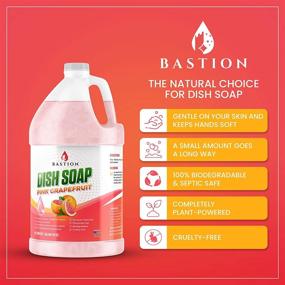 img 3 attached to 🍊 All-Natural Pink Grapefruit Liquid Dishwashing Degreaser & Detergent - Gallon Refill Bottle - Cruelty-Free by Bastion