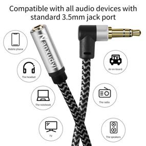 img 2 attached to 🎧 Nanxudyj Right Angle AUX Extension Cable 3ft Nylon Braid 3.5mm Male to Female Stereo Audio 90 Degree Extension Cable for Headphones, iPhone, iPad, and More