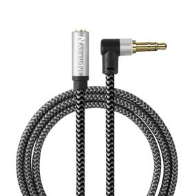 img 4 attached to 🎧 Nanxudyj Right Angle AUX Extension Cable 3ft Nylon Braid 3.5mm Male to Female Stereo Audio 90 Degree Extension Cable for Headphones, iPhone, iPad, and More