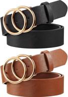 👗 double buckle leather belts for women's accessories - pieces logo