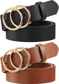 img 4 attached to 👗 Double Buckle Leather Belts for Women's Accessories - Pieces