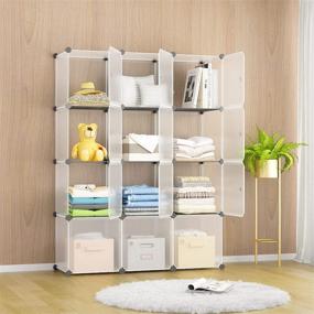 img 3 attached to 📦 KOUSI Portable Storage Cubes-14 x14 Cube (12 Cubes) with Enhanced Stability and Metal Panel Inserts - Versatile Modular Bookshelf Units, Clothes Storage Shelves, and Room Organizer for Cubby Cube with Doors