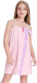 img 4 attached to Zexxxy Girls Bath Wrap Towel with Adjustable Bathrobe and Polka Dot Bow Cover Up - Sizes 4-14 Years
