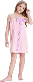 img 3 attached to Zexxxy Girls Bath Wrap Towel with Adjustable Bathrobe and Polka Dot Bow Cover Up - Sizes 4-14 Years