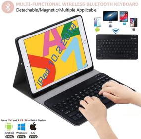 img 2 attached to Ferilinso Bluetooth Keyboard Case for iPad 10.2 8th Gen - Detachable Wireless Keyboard, Pencil Holder, Auto Wake/Sleep - Black