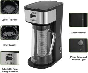 img 2 attached to 🍹 Iced Tea and Coffee Maker with Glass Pitcher, Infusion Tube, Strength Selector, 3 Quart: Simplify Refreshing Beverages