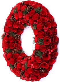 img 2 attached to Irresistible Idyllic Boxwood Wreath: 18 Inches of Festive Red Berries & Pinecone Garland for Front Door Wall Home Decor