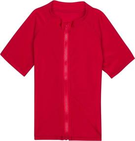 img 1 attached to SwimZip Little Short Sleeve Zipper Boys' Clothing : Swim