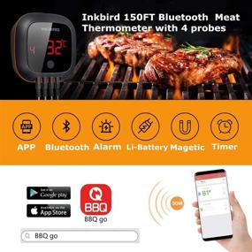 img 2 attached to 🔥 Беспроводной мясной термометр Inkbird Bluetooth: четыре зонда, дальность действия 150 футов, сигналы высокой/низкой температуры, таймер - идеально для гриля, духовки, копчения, приготовления еды на кухне, домашнего пивоварения