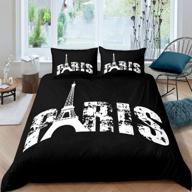 🗼 paris bedding set - feelyou eiffel tower duvet cover for kids boys girls adults modern cityscape comforter cover soft lightweight bedspread cover with 2 pillowcase 3pcs full size bedding - black and white logo