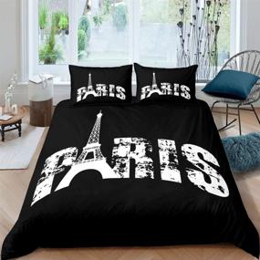 img 3 attached to 🗼 Paris Bedding Set - Feelyou Eiffel Tower Duvet Cover for Kids Boys Girls Adults Modern Cityscape Comforter Cover Soft Lightweight Bedspread Cover with 2 Pillowcase 3Pcs Full Size Bedding - Black and White