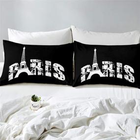 img 1 attached to 🗼 Paris Bedding Set - Feelyou Eiffel Tower Duvet Cover for Kids Boys Girls Adults Modern Cityscape Comforter Cover Soft Lightweight Bedspread Cover with 2 Pillowcase 3Pcs Full Size Bedding - Black and White