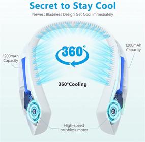 img 2 attached to MECORDS Bladeless Neck Fan 360° Cooling - Type-C Rechargeable Personal Fan for Hands-Free Portability in Outdoor, Indoor, Sports, Travel, and Office - White & Grey