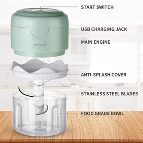 img 2 attached to RUPOHU Electric Mini Food Chopper - USB Charging Garlic Chopper and Small Food Processor with Spoon and Brush - Ideal for Onion, Garlic, Pepper, Vegetable, Meat Mincer/Grinder/Puree - 100+250ml Capacity